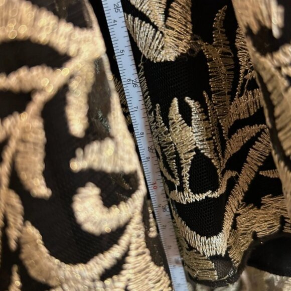 Xtraordinary Embroidered Tulle Dramatic High-Low Dress Black/Gold Size 5 - Picture 11 of 12